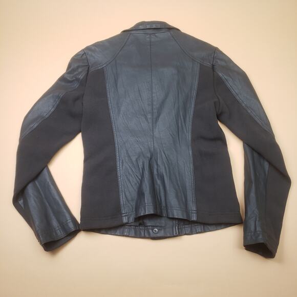 RD Style Womens Moto Biker Jacket Crop Faux Leather Zip Small Stretchy Collard - Picture 5 of 11